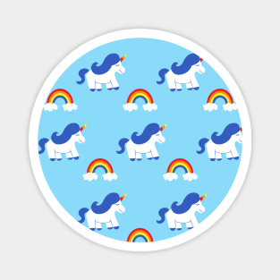 Unicorn and Rainbow Pattern (blue) Magnet